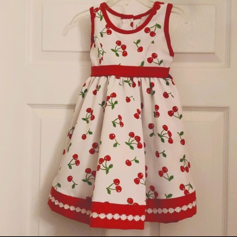 Girl's 24 Mths Bona Kids Cute Cherry Dress with Matching Hat - Picture 5 of 6